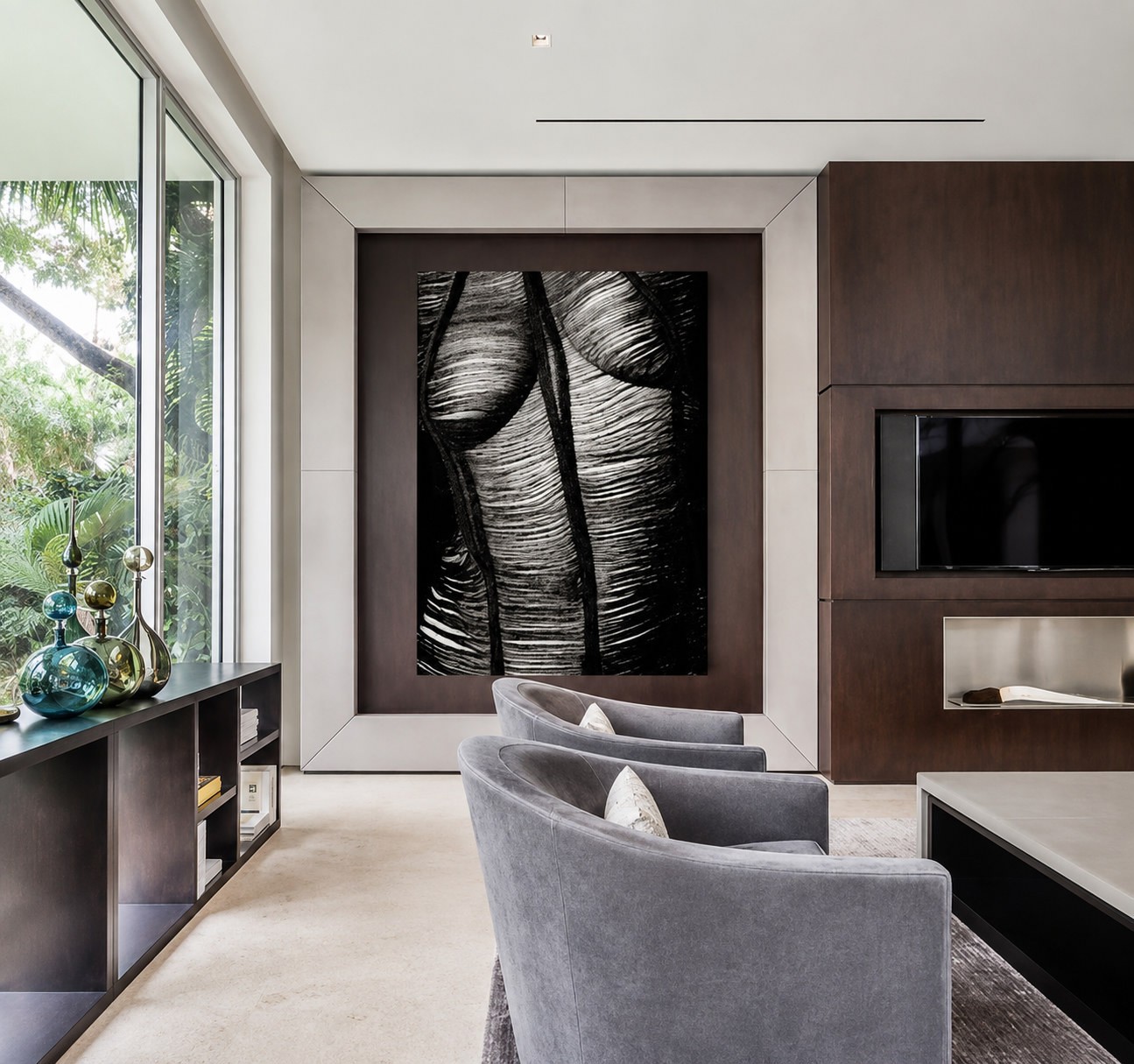 Large-format print in a private space